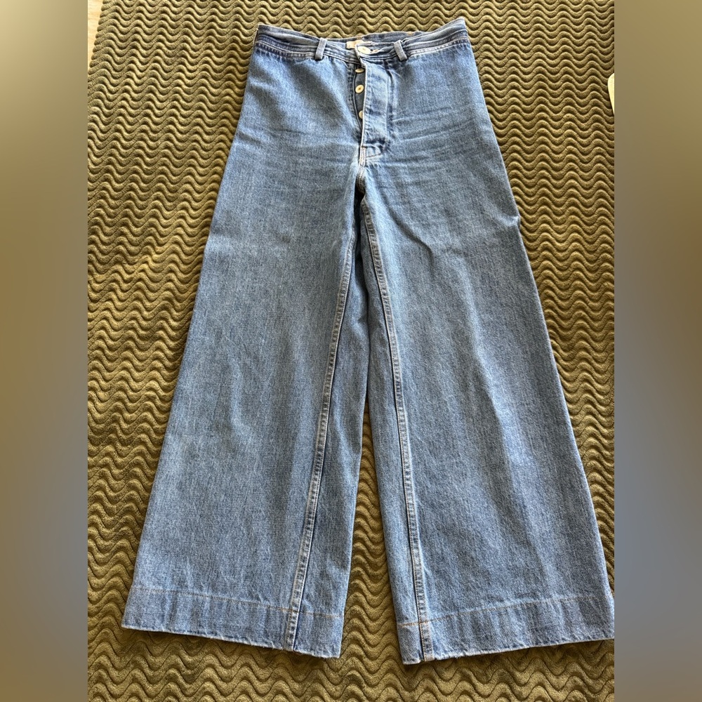Jesse Kamm High-Rise Wide Leg Jeans in Medium Blue - Picture 7 of 7